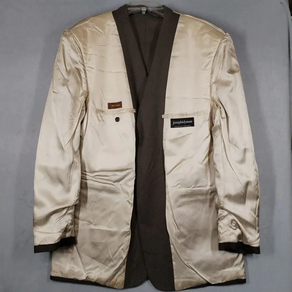 Joseph & Lyman Mens 44L Jacket Brown Cashmere Sport‎ Coat Three-Button Front